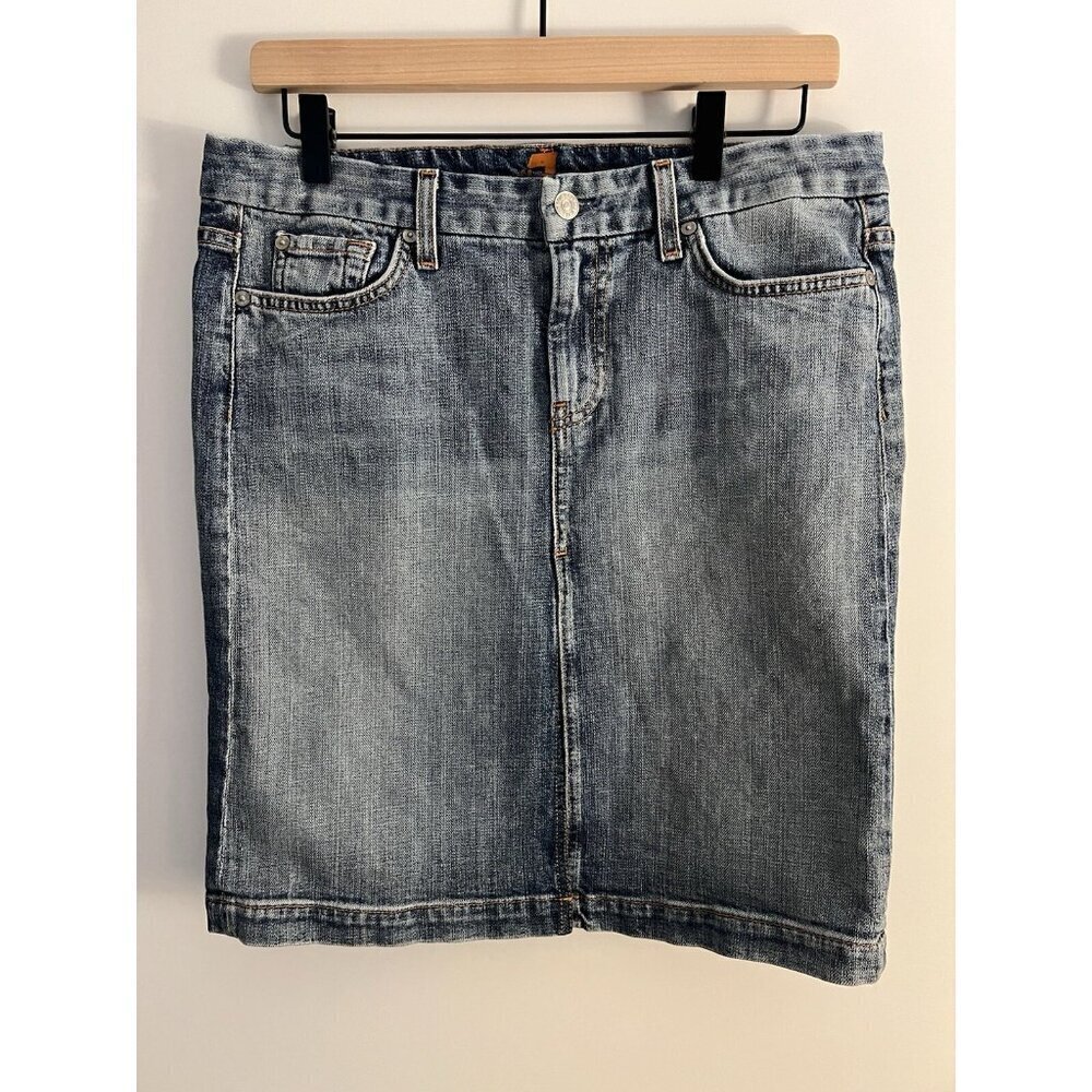 Vintage Y2K 7 for all Mankind denim slit mini skirt sz 30 stretch Retro Indie